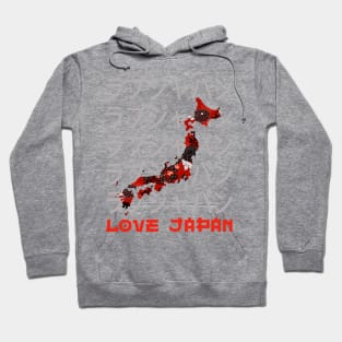 Japan Map Travel Japanese Lover Symbol Kanji Love Japan Retro 257 Hoodie